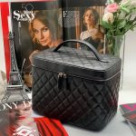 CHANEL косметичка кожа Caviar в клетку черная