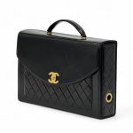 CHANEL портфель в клетку с клапаном черный золото