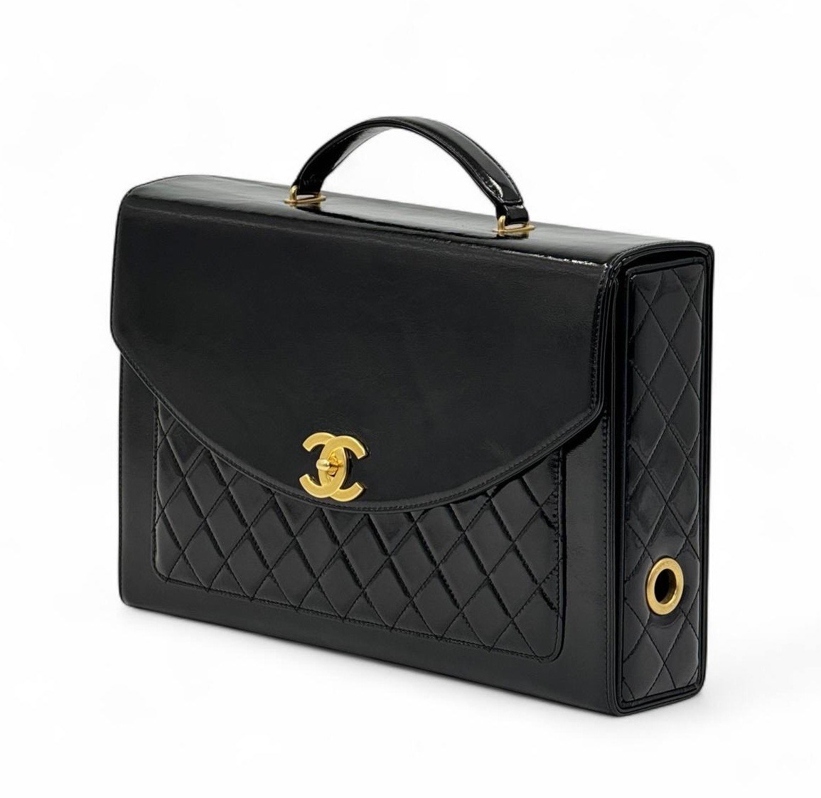 chanel-portfel-v-kletku-s-klapanom-chernyj-zoloto.jpg CHANEL портфель в клетку с клапаном черный золото — изображение 1