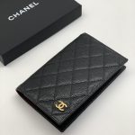 CHANEL портмоне кожа Caviar в клетку черная логотип золото