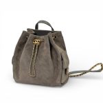 CHANEL рюкзак замша серый золото