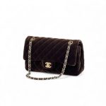 CHANEL сумка 2.55 бархат в клетку 25 см коричневый золото