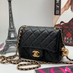 CHANEL сумка 2.55 гладкая кожа в клетку 17 см черная