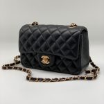 CHANEL сумка 2.55 гладкая кожа в клетку 20 см черная фурнитура золото