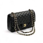 CHANEL сумка 2.55 гладкая кожа в клетку 25 см черная золото