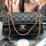 CHANEL сумка 2.55 кожа CAVIAR в клетку 25 см черная с твердой каркасной окантовкой фурнитура золото