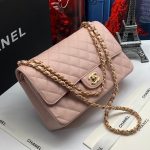 CHANEL сумка 2.55 кожа Caviar в клетку 25 см розовая фурнитура золото