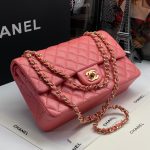 CHANEL сумка 2.55 кожа Caviar в клетку 25 см темно-розовая фурнитура золото