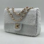 CHANEL сумка 2.55 текстиль чешуя белая фурнитура золото