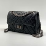CHANEL сумка 2.55 жеваная кожа в клетку 20 см черная фурнитура винтаж