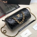 CHANEL сумка Bowling bag мятая кожа в клетку черная