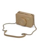 CHANEL сумка фотоаппарат гладкая кожа бежевая золото