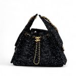 CHANEL сумка Hobo твид черная золото
