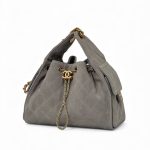 CHANEL сумка Hobo замша серая золото маленькая