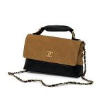 CHANEL сумка коричневая замша-кожа черная золото