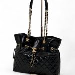 CHANEL сумка шопер черная гладкая кожа золото