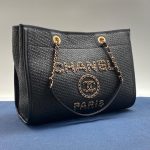 CHANEL сумка Shopping 35 см текстиль черная золотой логотип