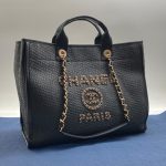 CHANEL сумка Shopping 40 см текстиль черная золотой логотип