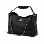 CHANEL сумка Shopping гладкая кожа черная золото