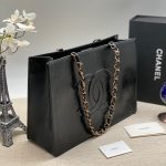 CHANEL сумка Shopping мятая кожа черная