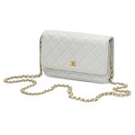 CHANEL сумка Woc гладкая кожа в клетку белая золото