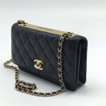 CHANEL сумка Woc гладкая кожа в клетку черная фурнитура золото