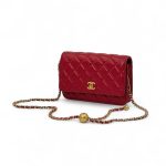 CHANEL сумка Woc гладкая кожа в клетку красная золото OLD