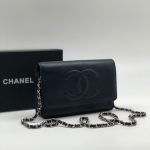 CHANEL сумка Woc кожа Caviar с клапаном тисненый логотип синяя