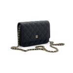 CHANEL сумка Woc кожа икра в клетку черная золото