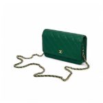 CHANEL сумка Woc кожа икра в клетку зеленая золото