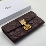 DIOR кошелек клапаном с замком в клетку бордовый