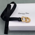 DIOR ремень черный узкий тканевый с золотой пряжкой CD