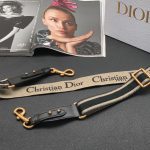 DIOR ремень для сумки текстиль черный с кремовыми полосками тонкий