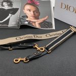 DIOR ремень для сумки текстиль синий с кремовыми полосками тонкий
