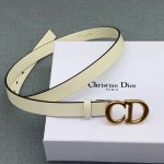 DIOR ремень кремовый узкий с золотой пряжкой CD