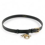 DIOR ремень узкий черная кожа золотая пряжка