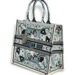 DIOR сумка Book Tote текстиль 42 см бирюзовая бабочки
