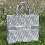 DIOR сумка Book Tote текстиль монограмма большая серая