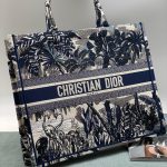 DIOR сумка Book Tote текстиль пальмы большая синяя