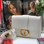 DIOR сумка с клапаном зернистая кожа белая логотип золото