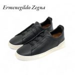 Ermenegildo Zegna кожаные кеды на резинках с белой подошвой