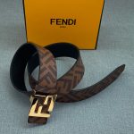 FENDI ремень в коричневую монограмму с золотой пряжкой