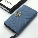 GUCCI кошелек джинса синий логотип GG жемчуг
