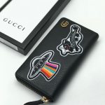 GUCCI кошелек кожа того нашивки космический корабль черный