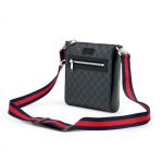 GUCCI мессенджер канва в серой монограмме с боковым карманом на молнии маленький