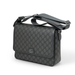 GUCCI мессенджер серый из канвы в монограмму с клапаном