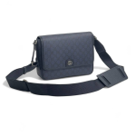 GUCCI мессенджер синий из канвы в монограмму с клапаном