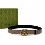 GUCCI ремень 28 мм двухсторонний черно-бежевый гладкая кожа пряжка GG золото