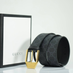 GUCCI ремень канва монограмма серый пряжка классика золото