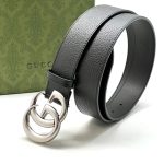 GUCCI ремень  кожа черный пряжка GG острая винтаж